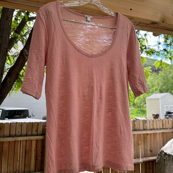J. Crew NWOT Drapey Elbow Sleeve Tee DUSTY PINK Scoop Neck Top Shirt Medium - Picture 4 of 15